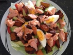 Smoked Salmon Fillet Salad with Bacon, Avocado and Balsamic Roasted Pumpkin